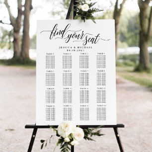 16 Stort Bröllop-gästdiagram för stora Bord Poster