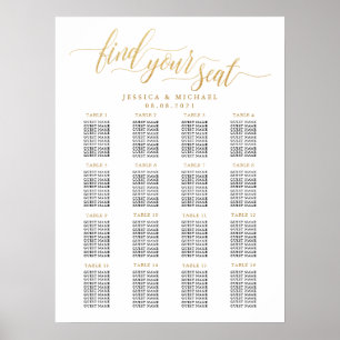 16 Stort säte för gästgäster i Guld Bröllop Poster