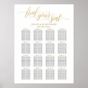 16 Stort säte för gästgäster i Guld Bröllop Poster