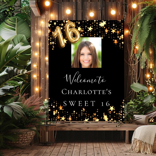 16 svarta guld-stjärnor välkomnas poster (Skapare uppladdad)