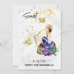 *~* 16 SWEET SIXTEEN Blue Sjöjungfru Blommigt Birt Inbjudningar