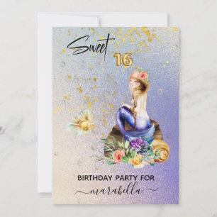 *~* 16 SWEET SIXTEEN Ombre Blue Sjöjungfru Birthda Inbjudningar