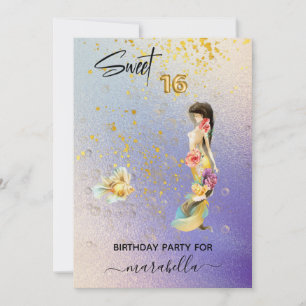 *~* 16 SWEET SIXTEEN Ombre Sjöjungfru Birthday Inbjudningar
