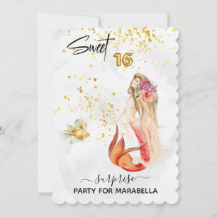 *~* 16 SWEET SIXTEEN Sjöjungfru Blommigt födelseda Inbjudningar