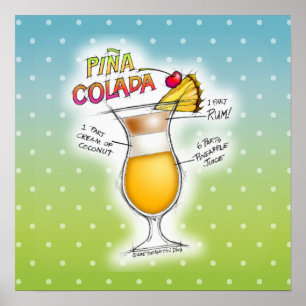 16-tums X 16-tums POSTER - PINA COLADA RECIPE COCK