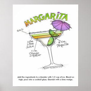 16-tums X 20-tums POSTER - MARGARITA RECIPE COCKTA