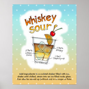 16-tums x 20-tums POSTER, WHISKEY SOUR RECIPE COCK Poster