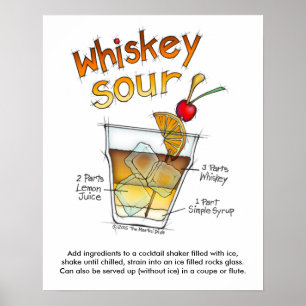 16-tums X 20-tums POSTER, WHISKEY SOUR RECIPE COCK Poster