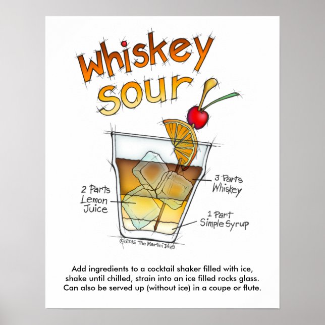 16-tums X 20-tums POSTER, WHISKEY SOUR RECIPE COCK Poster (Framsidan)