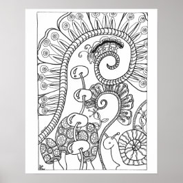 16-tums x 20-tums vattenpelare och snigel-färgning poster