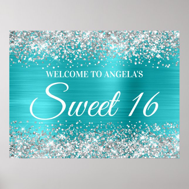 16 Välkomsthälsning för Turquise Blue Sweet 16 frå Poster (Framsidan)