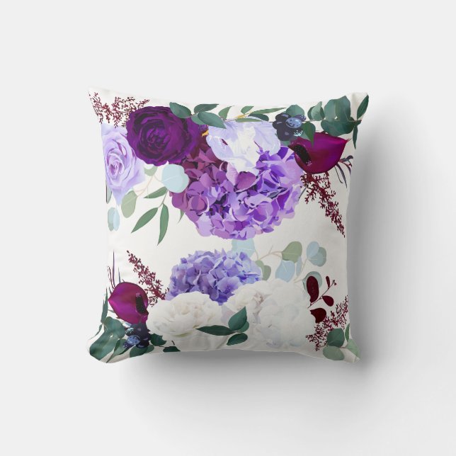 16" x16" Dekorativ kudde Lavender Hibiscus på vit (Framsida)