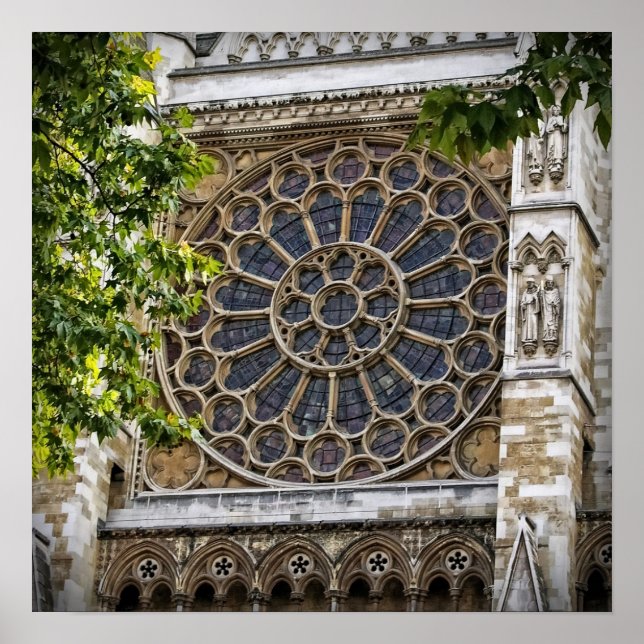 16" x16", Westminster Abbey - Inneslutet glasfönst Poster (Framsidan)
