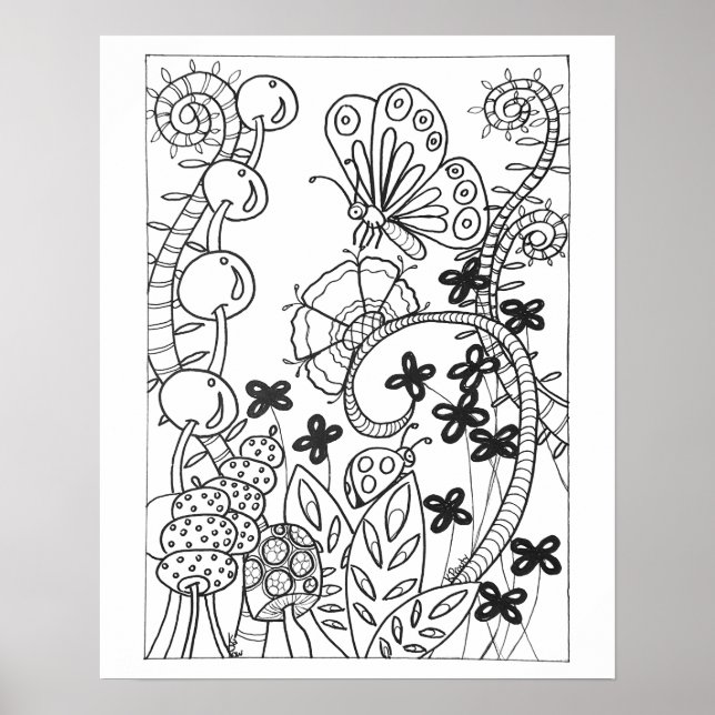 16" x 20" Butterfly med fantastiska blommor som fä Poster (Framsidan)