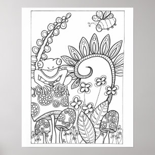16"x 20" Liten groda med fantasiblommor Poster