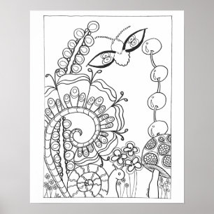 16" x 20" Moth, snigel med fantastiska blommor som Poster