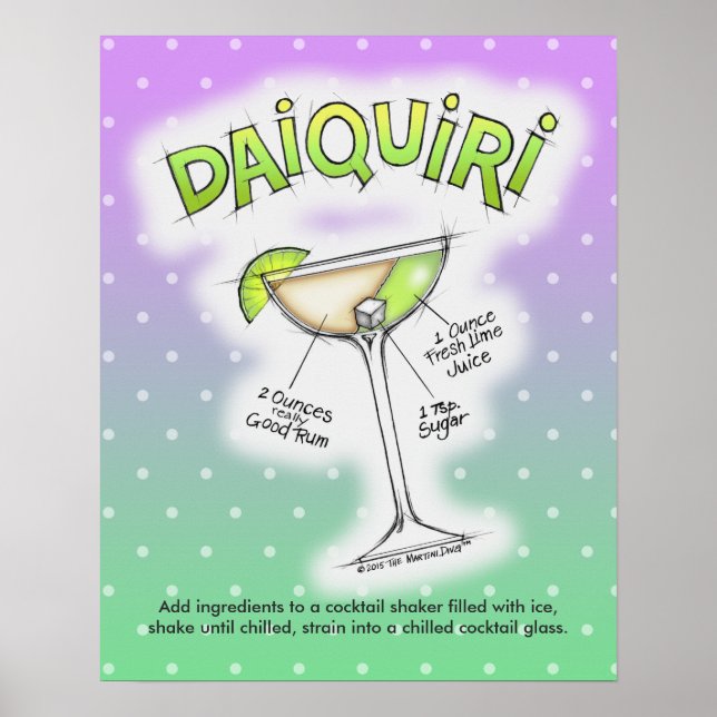 16" x 20" POSTER - DAIQUIRI RECEPT KOCKTAIL KONST (Framsidan)