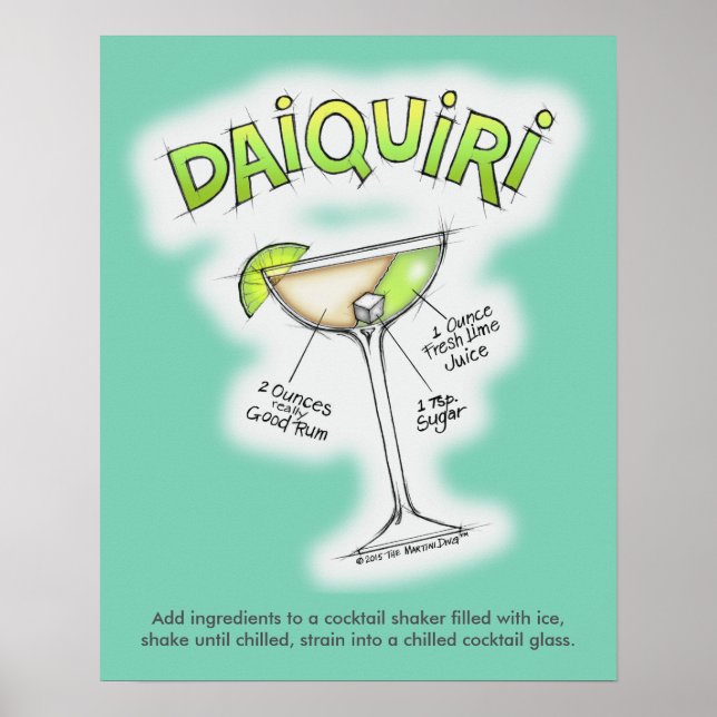 16" x 20" POSTER - DAIQUIRI RECEPT KOCKTAIL KONST (Framsidan)