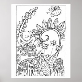 16 x 20 tum Liten groda med fantastiska blommor Poster