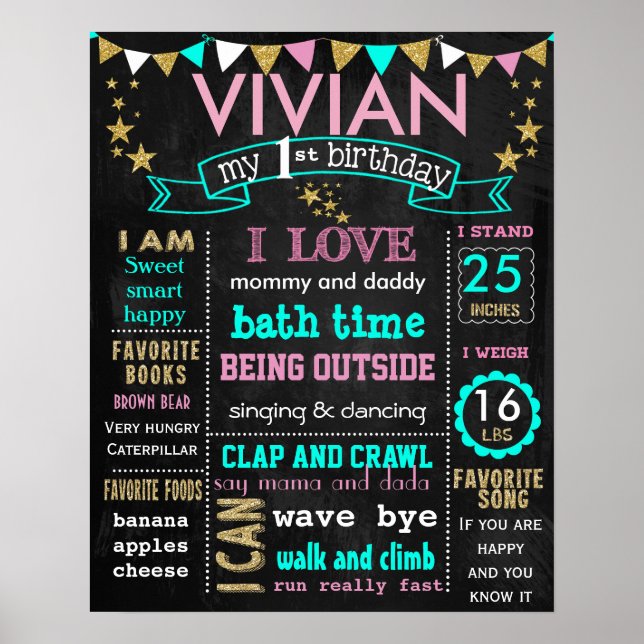 16 x 20-tums personlig för födelsedagsskylt poster (Framsidan)