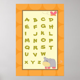 16 x 24 Nursery Art ABC-diagram Tropical Slå Girl Poster