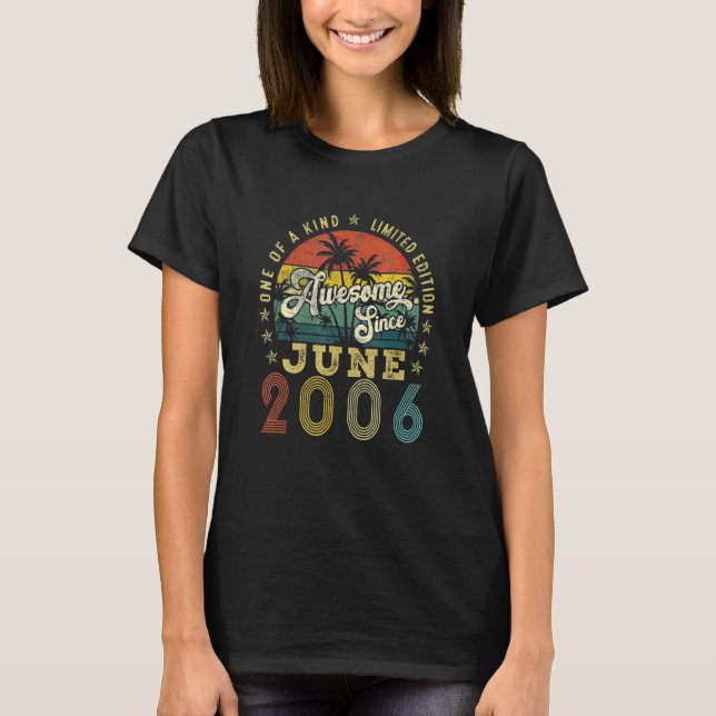 16 Year Old Awesome Since June 2006  50th Birthday T Shirt (Framsida)