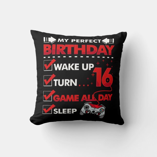 16 Year Old Gamer Boy 16th Perfect Birthday Gaming Kudde (Framsida)
