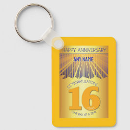 16 Year Sober Anniversary | Golden Ray 12 Step Nyckelring