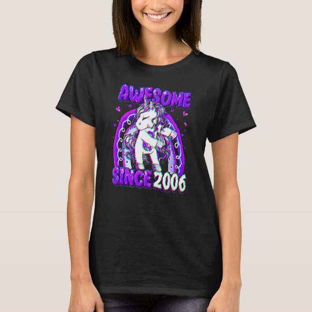 16 Years Old Unicorn Flossing 16th Birthday Girl U T Shirt (Framsida)