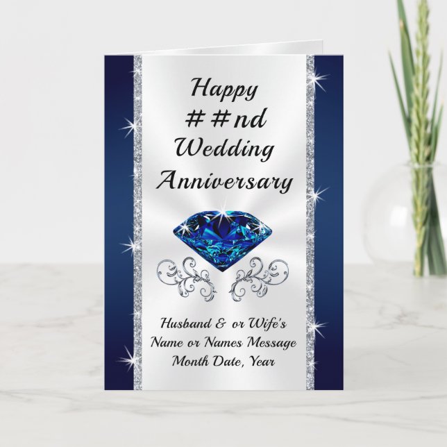 16th, 65e eller 22nd bröllopsdagkort kort (Framsida)