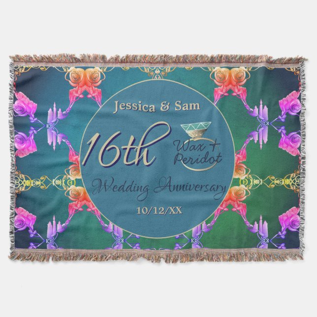 16th Anniversary Wax, Statice Flower Throw Blanket Filt (Framsidan)