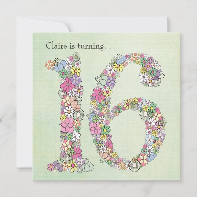 16th anpassningsbarinbjudan för födelsedagsfest inbjudningar (Framsida)