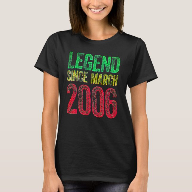 16th Birthday March Born Shirt 16 Years Legend Sin T Shirt (Framsida)