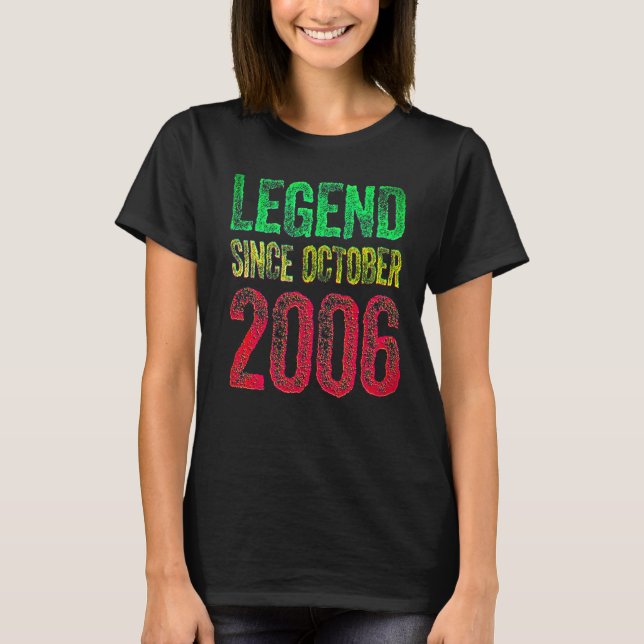 16th Birthday October Born 16 Years Legend Since 2 T Shirt (Framsida)