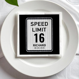 16th Birthday Speed Limit Sign - ANY AGE Napkins Pappersservett