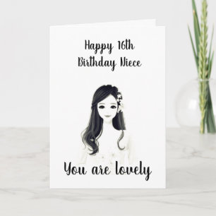 ***16th BIRTHDAY*** TILL VÅR " LOVELY **NIECE** Kort
