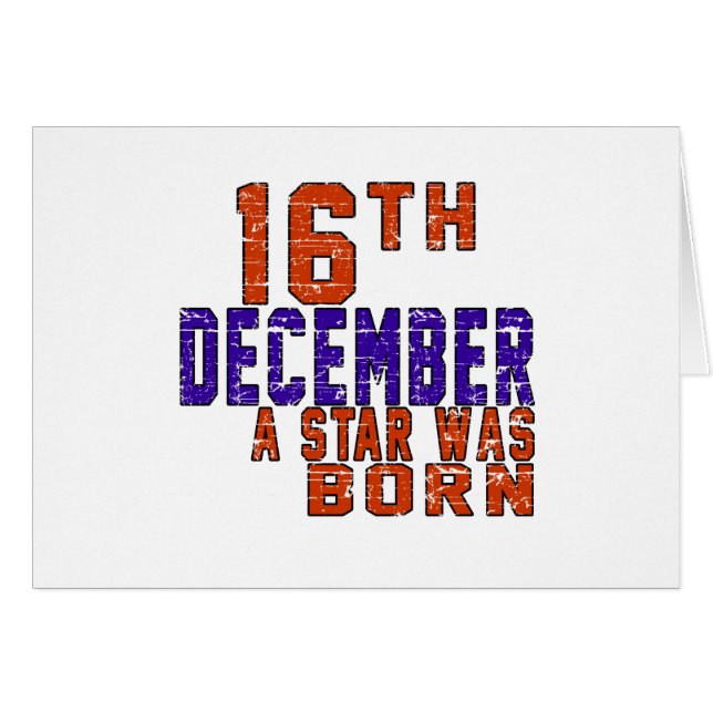 16th December var en stjärna född Hälsningskort (Framsidan Horizontal)