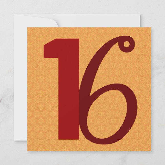 16th Den enorma födelsedagen numrerar guld- och Inbjudningar (Framsida)