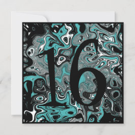 16th födelsedag för kricka- & svartGrunge Inbjudningar