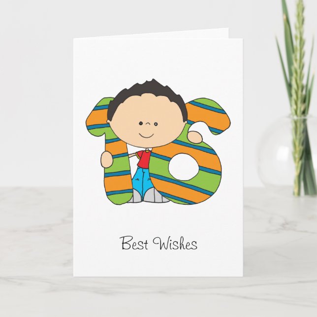 16th födelsedag - hälsningkort - pojke kort (Framsida)