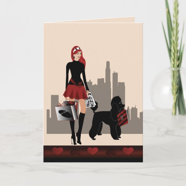 16th Födelsedagflickan shoppar för det underbara Kort (Framsida)