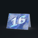 16th födelsedagkort med fyrverkerier kort<br><div class="desc">Ett mycket elegantt födelsedagkort som du kan skräddarsy. Fyrverkerier och issammanslutning i en kall blåttsymfoni.</div>