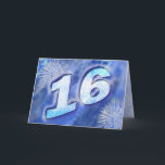 16th födelsedagkort med fyrverkerier kort<br><div class="desc">Ett mycket elegantt födelsedagkort som du kan skräddarsy. Fyrverkerier och issammanslutning i en kall blåttsymfoni.</div>