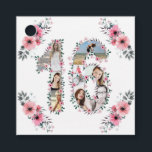 16th Girl Birthday Photo Collage Rosa Flower White Gåvor Etiketter<br><div class="desc">Skapa en sextonde födelsedag med åtta fotonamar i ett stort nummer sexton. Dekorerad med vackra och vackra  blommor av rosa och grönt. Underbar 16:e sweet sixteen födelsedagspresent till flickor. Personlig nummer 16 fotokollage för en unik och mycket speciell produkt.</div>