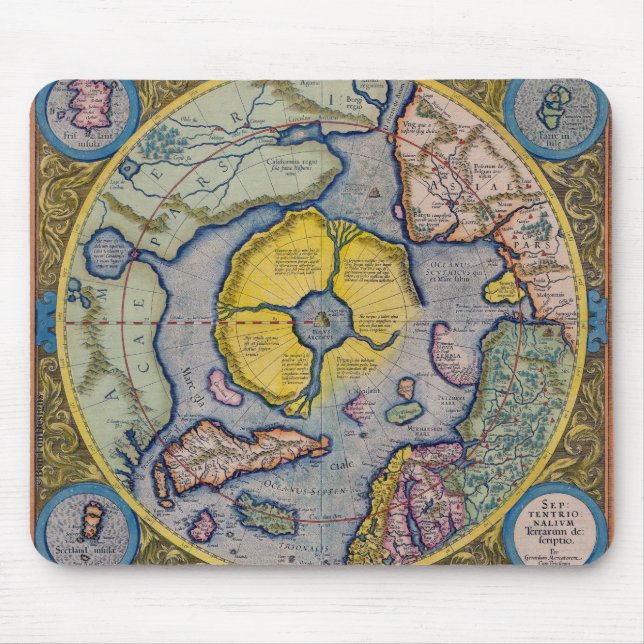 16th Karta för århundradeMercator nordpolen Musmatta (Framsidan)
