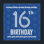 16th Moderna geometriska blått W1833 för Inbjudningar<br><div class="desc">Denna samtidaa design med dess geometriska mönster och djärva text är en roligt långt som inviterar folks till ett födelsedagfirande för en tonåring roterande 16. All text är anpassadet. Du kan experimentera med olika pappra typer, genom att klicka på "den inbjudanalternativ" fliken på övrerighthanden, tränga någon. Jag rekommenderar denna födelsedagsfestdesign...</div>