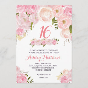 16TH Rosa blom- inbjudan för SWEET