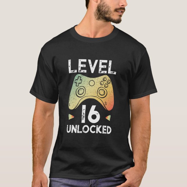 16th Skjortan för födelsedagpojkegameren jämnar 16 T Shirt (Framsida)