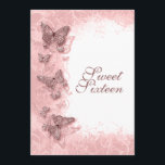16th "sweet sixteen" födelsedagsfestrosor inbjudningar<br><div class="desc">Elegant pastell, dusky rosa fjärilar med skina vingar dras tillbaka av en stilfull blommigt virvlar runt bakgrund, som bildar en ram runt om textmallar. IDEAL FÖR - flick kalas liksom 16th, 17th, 18th, 19th, 20th, 21st, 25th, 30th, en 35e, 40th, 45th, 50th, 60th eller 70th; för bachelorette, födelsedagar "för fjärilstema"...</div>