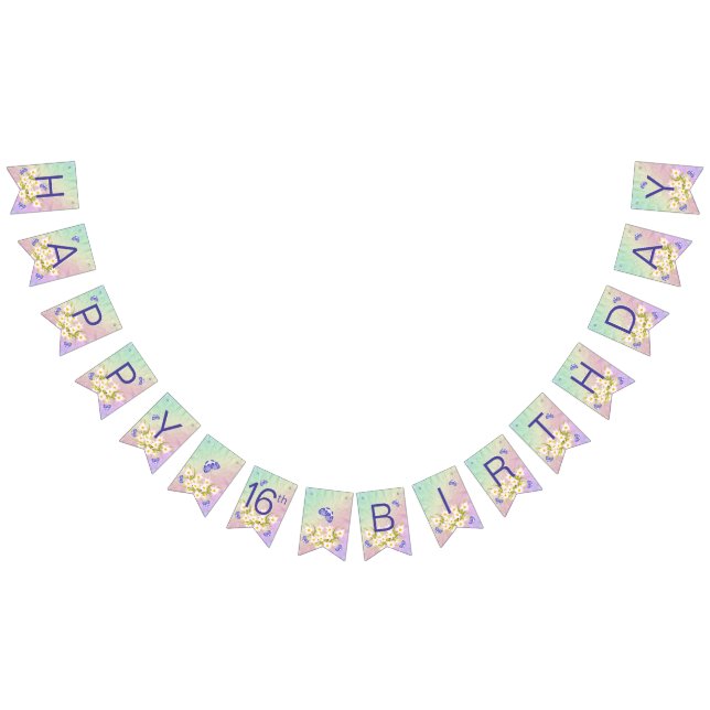 16th Trädgård för födelsedagfjärilsregnbåge Vimplar (Alla)